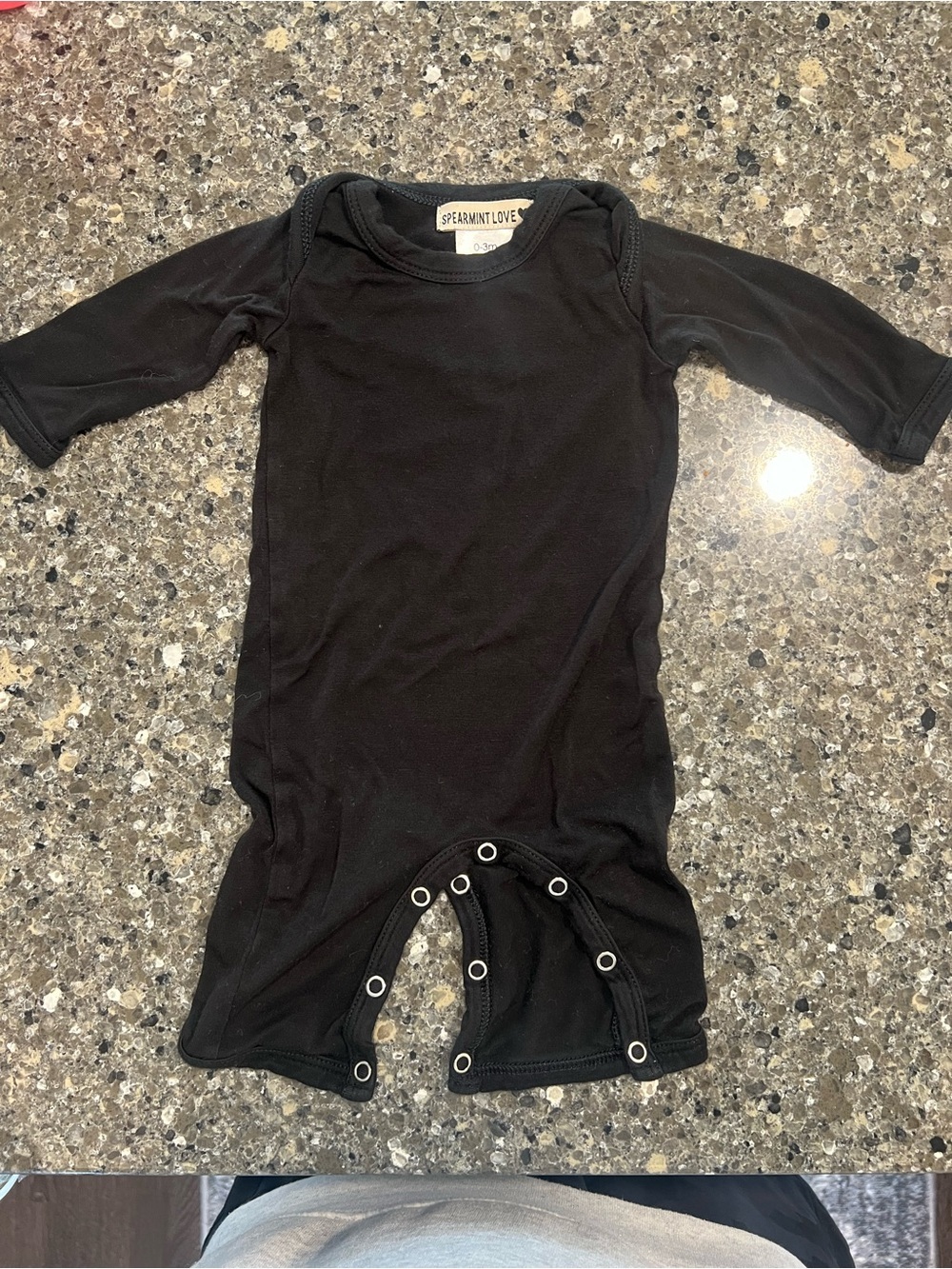 SpearmintLOVE Black Long-Sleeve Baby Footie